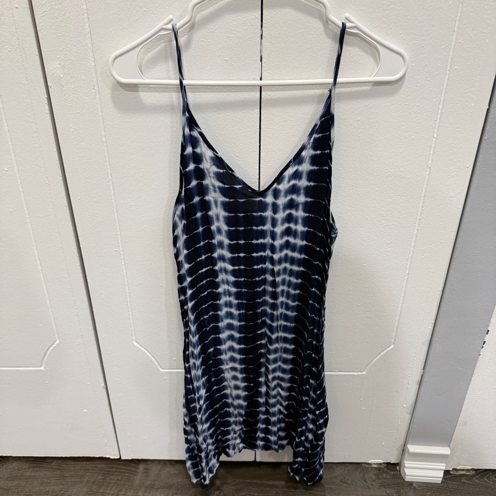 SHEIN Blue Tie Dye Mini Loose Fitting Dress